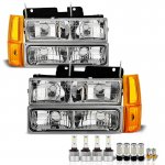 GMC Sierra 3500 1994-2000 Chrome Headlights LED Bulbs Complete Kit
