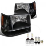 Jeep Grand Cherokee 1993-1996 Black LED Headlight Bulbs Set Complete Kit