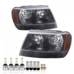 Jeep Grand Cherokee 1999-2004 Black LED Headlight Bulbs Complete Kit