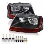 Jeep Grand Cherokee 1999-2004 Black Laredo LED Headlight Bulbs Complete Kit