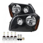 Dodge Magnum 2005-2007 Black LED Headlight Bulbs Set Complete Kit