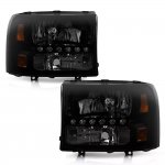 Ford Excursion 2000-2004 Black Smoked Headlights with LED