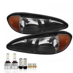 Pontiac Grand AM 1999-2005 Black LED Headlight Bulbs Complete Kit