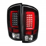Dodge Ram 2007-2008 Black LED Tail Lights Red Tube DRL