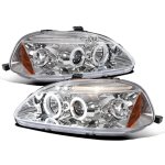 Honda Civic 1996-1998 Clear Dual Halo Projector Headlights with LED