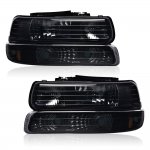 Chevy Silverado 1999-2002 Black Smoked Headlights Set