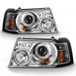 2001 Ford Ranger Clear Dual Halo Projector Headlights with LED