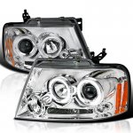 2004 Ford F150 Clear Dual Halo Projector Headlights with LED