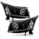 Chevy Cruze 2011-2015 Black Halo Projector Headlights with LED DRL