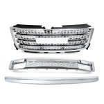 GMC Sierra 3500HD 2011-2014 Chrome Front Grill Lower Bumper Grille and Hood Molding Trim