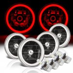 Ford Thunderbird 1961-1976 Red Halo Tube Black LED Headlights Conversion Kit