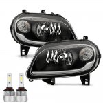 Chevy HHR 2006-2011 Black Tube Headlights LED Bulbs Complete Kit
