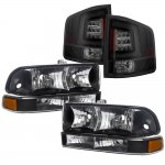 Chevy S10 1998-2004 Black Headlights Set Tube LED Tail Lights