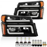 Chevy Colorado 2004-2012 Black LED DRL Headlight Bulbs Set Complete Kit