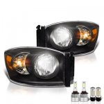 Dodge Ram 5500 2008-2010 Black LED Headlight Bulbs Set Complete Kit
