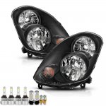 Infiniti G35 2003-2004 Black Headlight Bulbs Set Complete Kit