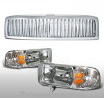 1995 Dodge Ram Chrome Vertical Grille and Euro Headlights Set