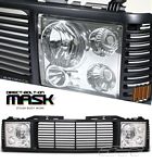 1999 GMC Suburban Black Billet Grille and Clear Headlight Conversion Kit