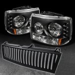 2000 Chevy Tahoe Black Vertical Grille and Headlights with LED