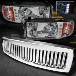 2000 Dodge Ram 3500 Chrome Vertical Grille and Crystal Headlights