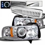 2000 Dodge Ram 3500 Chrome Vertical Grille and Projector Headlights