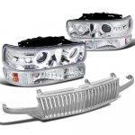 Chevy Tahoe 2000-2006 Chrome Vertical Grille and Halo Projector Headlights Set Chevy Tahoe 2000-2006 Chrome Vertical Grille and Halo Projector Headlights Set