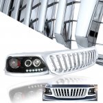 1999 Ford Expedition Chrome Bar Grille and Black Projector Headlights