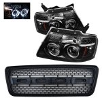Ford F150 2004-2008 Black Grille and Halo Projector Headlights