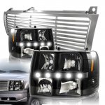 2002 Chevy Suburban Chrome Grille and Black Headlights LED DRL 2002 Chevy Suburban Chrome Grille and Black Headlights LED DRL