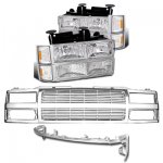 1992 Chevy 3500 Pickup Chrome Billet Grille and Headlights Conversion