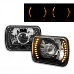 1999 Ford F550 Amber LED Black Chrome Sealed Beam Projector Headlight Conversion