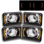 1984 Mazda 626 Amber LED Black Chrome Sealed Beam Projector Headlight Conversion Low and High Beams