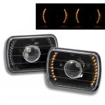1980 Ford Bronco Amber LED Black Sealed Beam Projector Headlight Conversion