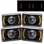 1983 Mazda 626 Amber LED Black Sealed Beam Projector Headlight Conversion Low and High Beams