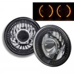 1976 Ford F350 Amber LED Black Chrome Sealed Beam Projector Headlight Conversion
