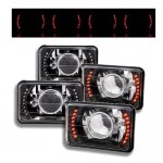 1987 Toyota Van Red LED Black Chrome Sealed Beam Projector Headlight Conversion Low and High Beams