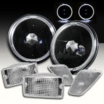 2000 Jeep Wrangler Black Headlights Halo and Clear Bumper Lights Side Marker