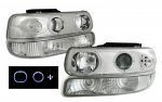 2001 Chevy Tahoe Clear LED Halo Projector Headlights and Bumper Lights