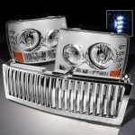 2002 Chevy Suburban Chrome Vertical Grille and Headlights with LED 2002 Chevy Suburban Chrome Vertical Grille and Headlights with LED