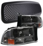 2001 Dodge Durango Black Mesh Grille and Smoked Euro Headlights Set 2001 Dodge Durango Black Mesh Grille and Smoked Euro Headlights Set
