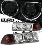 1992 BMW E36 Coupe 3 Series Clear Dual Halo Euro Headlights and Corner Lights Set