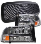 2001 Dodge Durango Black Mesh Grille and Euro Headlights Set 2001 Dodge Durango Black Mesh Grille and Euro Headlights Set