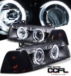 BMW E36 Coupe 3 Series 1992-1998 Black CCFL Halo Projector Headlights and Smoked Corner Lights Set