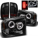 2005 Ford F250 Super Duty Black Halo Headlights and LED Tail Lights 2005 Ford F250 Super Duty Black Halo Headlights and LED Tail Lights