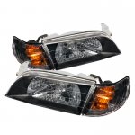 Toyota Corolla 1993-1997 Black Euro Headlights and Corner Lights