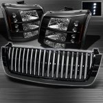 Chevy Silverado 2003-2005 Black Vertical Grille and Headlight Conversion Kit