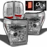 2013 Ford F250 Super Duty Chrome Projector Headlights and LED Tail Lights