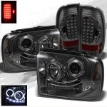 2007 Ford F350 Super Duty Smoked Projector Headlights and LED Tail Lights