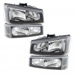 2005 Chevy Silverado 3500 Black Clear Headlights and Bumper Lights