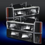 Chevy 1500 Pickup 1988-1993 Black Euro Headlights and Bumper Lights